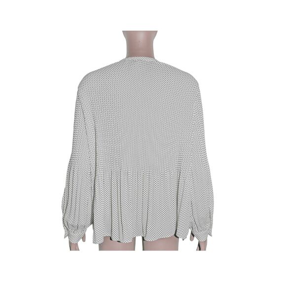 Women’s Pleated Polka Dot Long Sleeve Blouse Office Top Size Medium - Picture 3 of 3